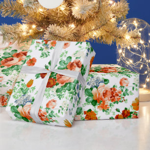 Farbige Blume Muster Weißer Hintergrund Geschenkpapier