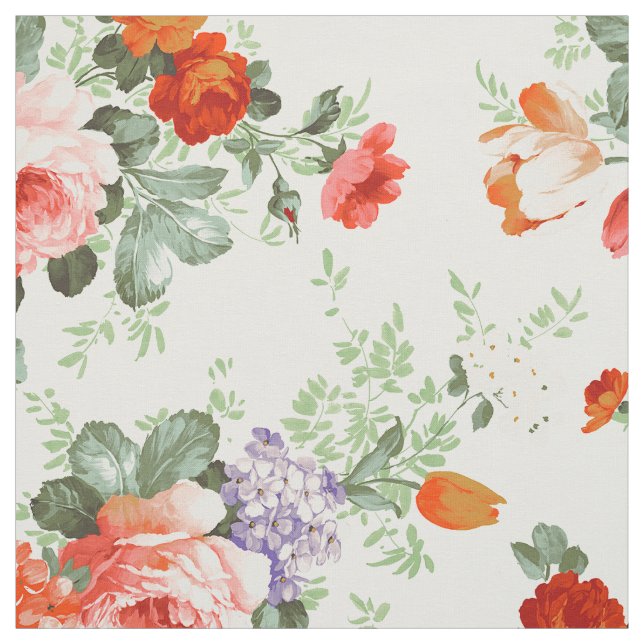 Farbige Blume Muster Weißer Hintergrund Stoff (Muster)
