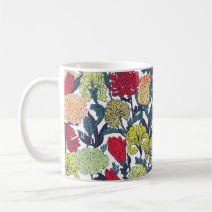 Farbige Blume: nahtlos weißes Muster. Kaffeetasse