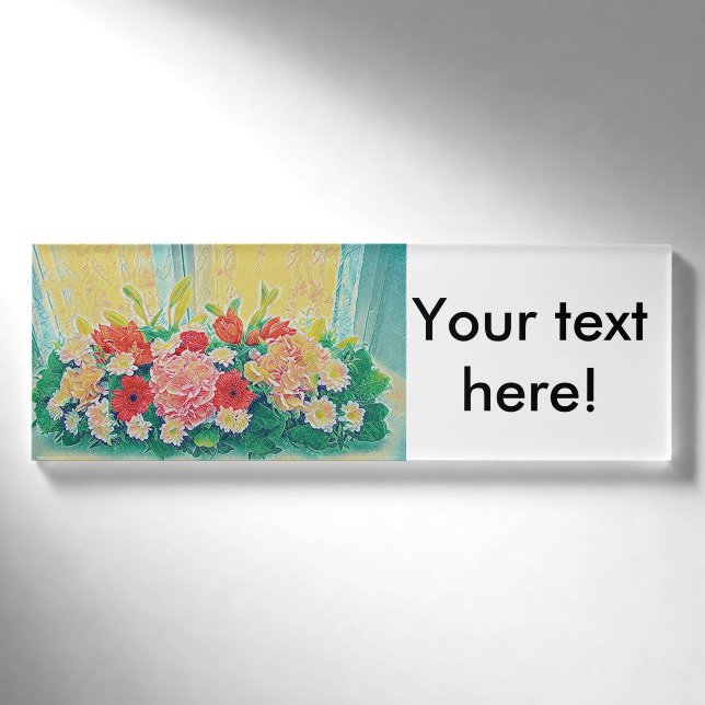 Farbige Blume Namenschild (Vorderseite)