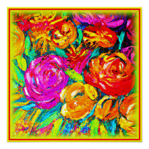 Farbige Blume Ölgemälde. Jetzt kaufen Poster