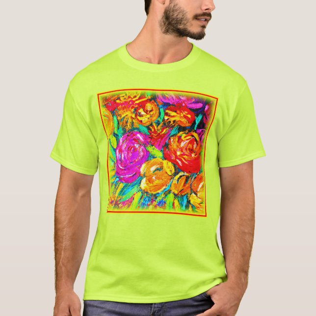 Farbige Blume Ölgemälde. Jetzt kaufen T-Shirt (Vorderseite)
