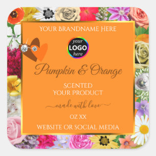 Farbige Blume Orangefarbene Produktmarken Das Logo Quadratischer Aufkleber