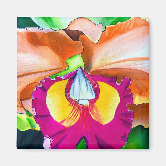 Farbige Blume Orchideen Magnet (Vorne)