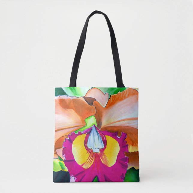 Farbige Blume Orchideen Tasche (Vorderseite)