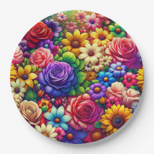 Farbige Blume Papierplatte Pappteller