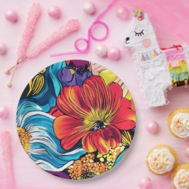 Farbige Blume Pappteller