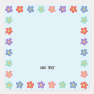 Farbige Blume Personalisiert Text Quadratischer Aufkleber