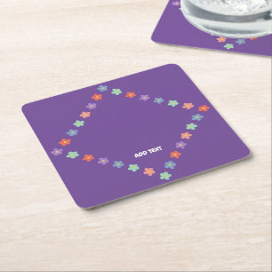 Farbige Blume Personalisiert Text Rechteckiger Pappuntersetzer