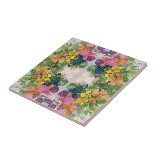 Farbige Blume Petals Aquarellmuster Malerei Fliese (Seite)