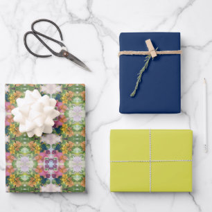 Farbige Blume Petals Aquarellmuster Malerei Geschenkpapier Set