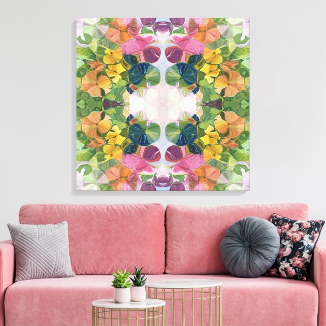 Farbige Blume Petals Aquarellmuster Malerei Leinwanddruck (Insitu (Wohnzimmer))