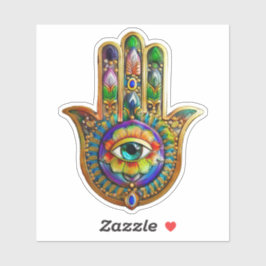 Farbige Blume Petals Türkis drittes Auge Hamsa Aufkleber
