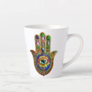 Farbige Blume Petals Türkis drittes Auge Hamsa Milchtasse