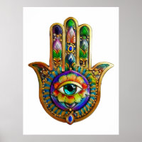 Farbige Blume Petals Türkis drittes Auge Hamsa