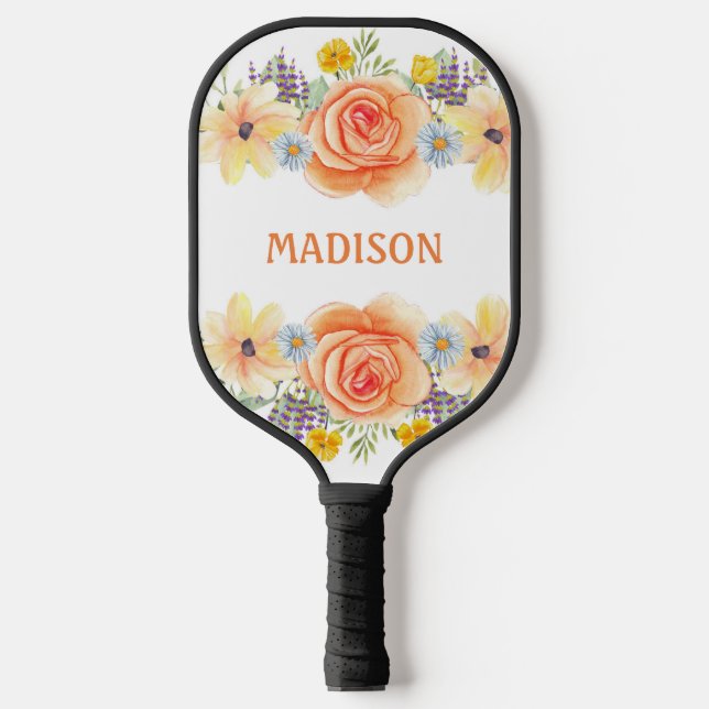 Farbige Blume Pickleball Schläger (Vorderseite)