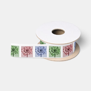 Farbige Blume Pop Art Pattern Satinband