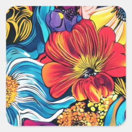 Farbige Blume Quadratischer Aufkleber