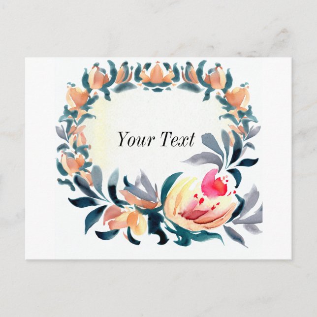 Farbige Blume Rahmen Einladung Postkarte (Vorderseite)