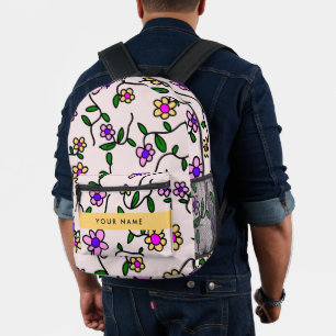 Farbige Blume, rosa Hintergrund, gelb Bedruckter Rucksack