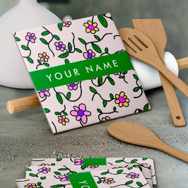 Farbige Blume, rosa Hintergrund, grün Fliese