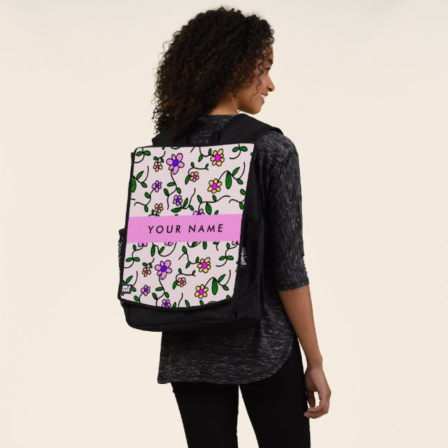 Farbige Blume, rosa Hintergrund, rosa Rucksack (Ausgewaschen)