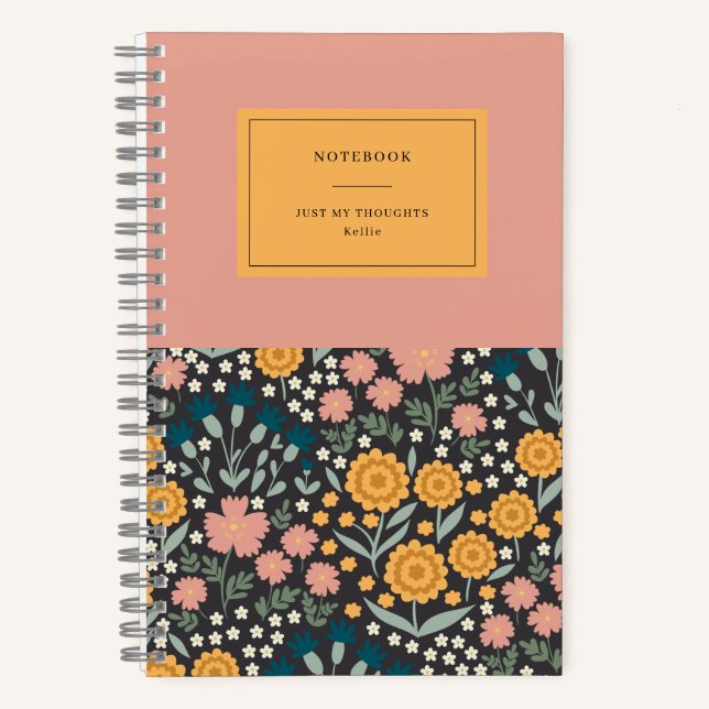 Farbige Blume Rosa Orange-Zitat-Notebook Notizbuch (Vorderseite)