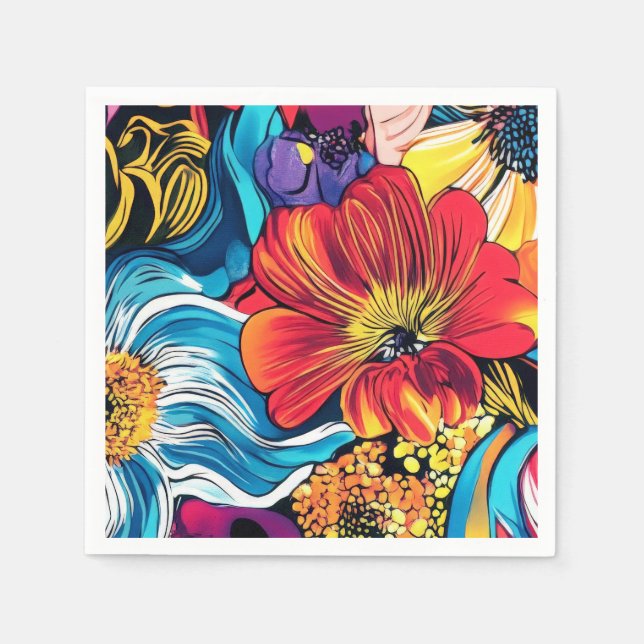 Farbige Blume Serviette (Vorderseite)