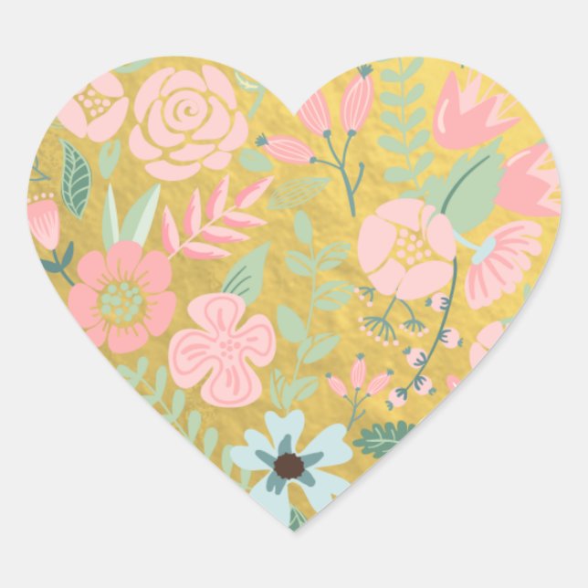 Farbige Blume Sticker für das Herz (Vorderseite)