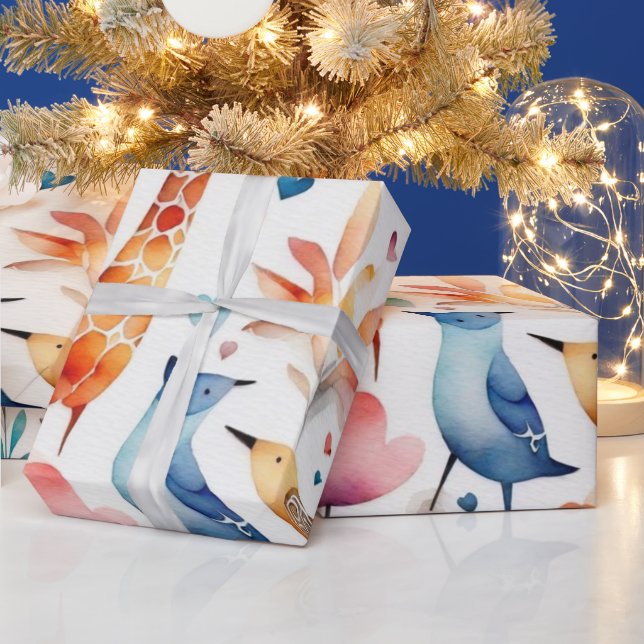 Farbige Blume Tiere Wrapping Paper Geschenkpapier (Feiertage)