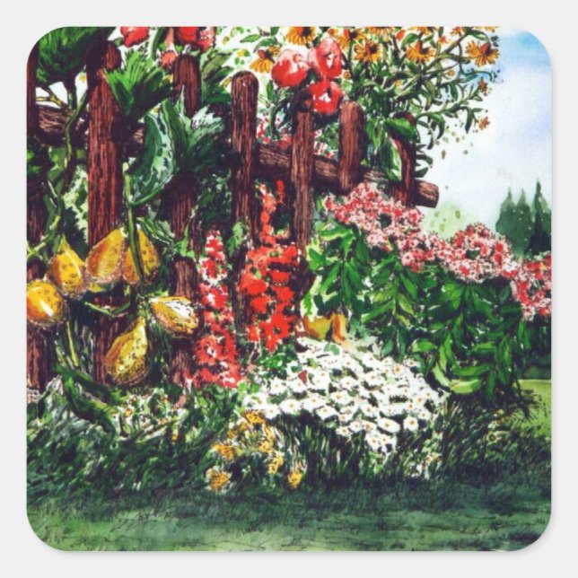 Farbige Blume und Aufkleber für die Zaunmalerei (Vorderseite)