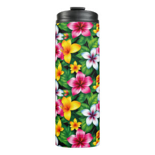 Farbige Blume und Blätter Muster-57577 Thermosbecher