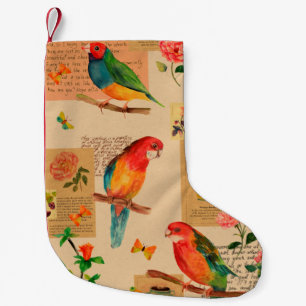 Farbige Blume und Papageienmuster Kleiner Weihnachtsstrumpf