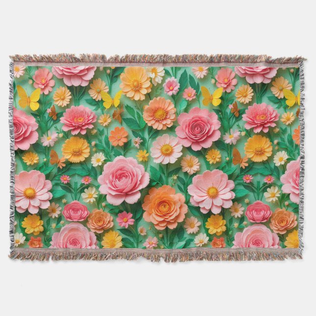 Farbige Blume und Schmetterlinge Decke (Vorderseite)