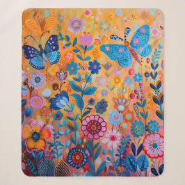 Farbige Blume und Schmetterlinge Sherpa Blanket Sherpadecke