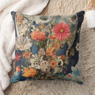 Farbige Blume unter Vollmond Kissen