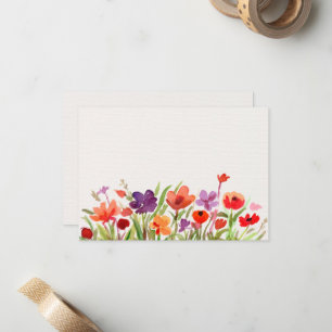 Farbige Blume Wasserfarbe Garten Mitteilungskarte