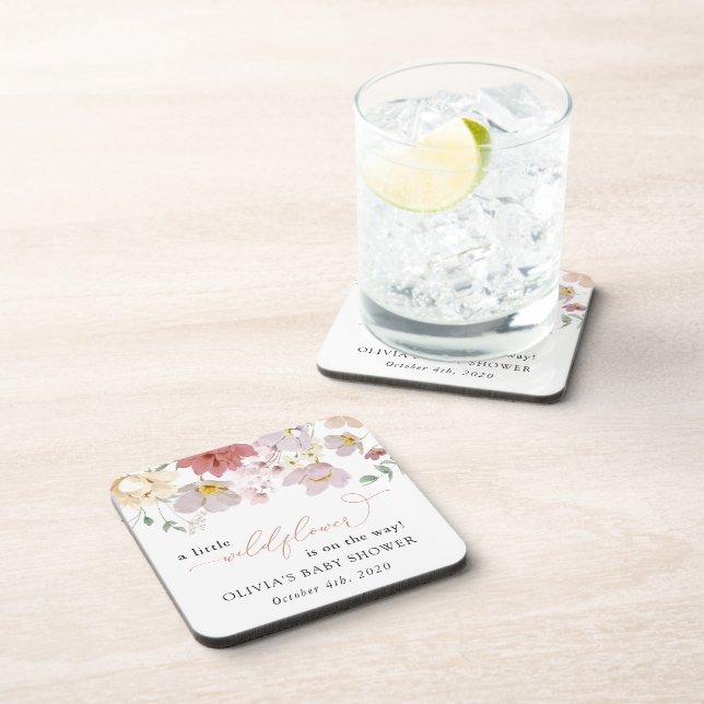 Farbige Blume, Wildblumen, Boho, Babydusche Getränkeuntersetzer (Rechte Seite)