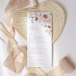 Farbige Blume, Wildblumen, Boho, Brautparty Menükarte