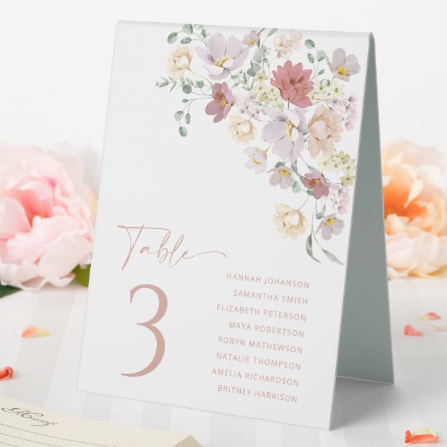 Farbige Blume, Wildblumen, Boho, Brautparty Tischaufsteller (In Situ (Hochzeit))