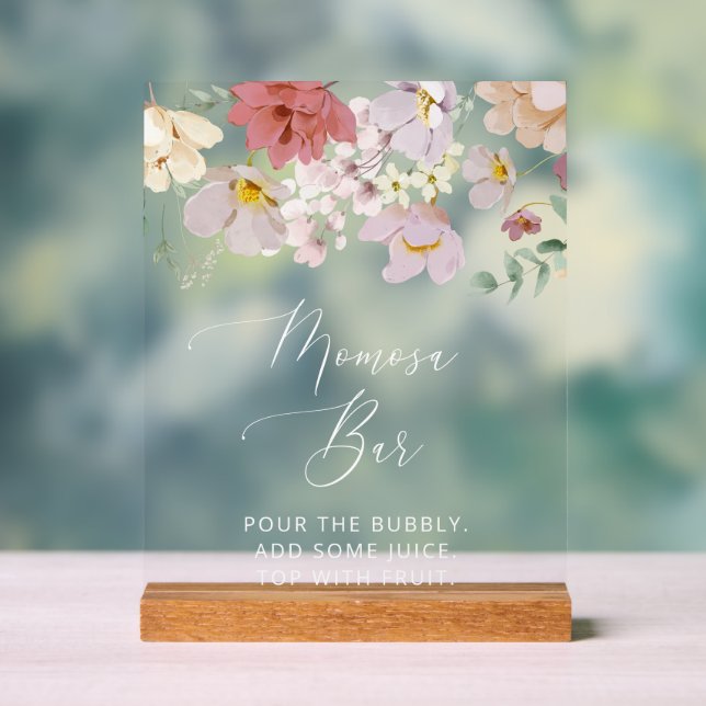 Farbige Blume, Wildblumen, Boho, Momosa Bar Acrylschild (Neutral)