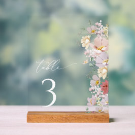 Farbige Blume, Wildblumen, Boho, Tischnummern Acrylschild