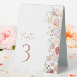 Farbige Blume, Wildblumen, Boho, Tischnummern Tischaufsteller
