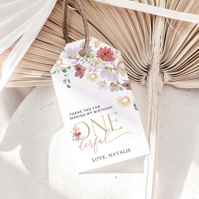 Farbige Blume, Wildblumen, erster Geburtstag Geschenkanhänger (Von Creator hochgeladen)