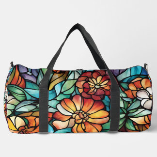 Farbige Blumen-Accessoire-Tasche aus Buntglas Duffle Bag