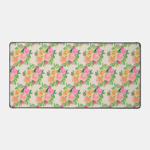 Farbige Blumen auf Hellbeige Schreibtischunterlage