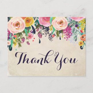 Farbige Blumen-Baby-Shower-Dankeskarten Postkarte
