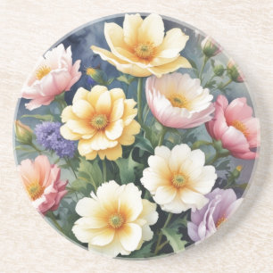 Farbige Blumen Elegante Aquarellmalerei Getränkeuntersetzer