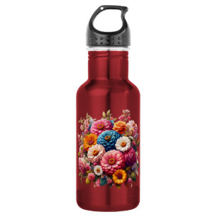 Farbige Blumen-/Frühlings-Zinnia/Rose Edelstahlflasche