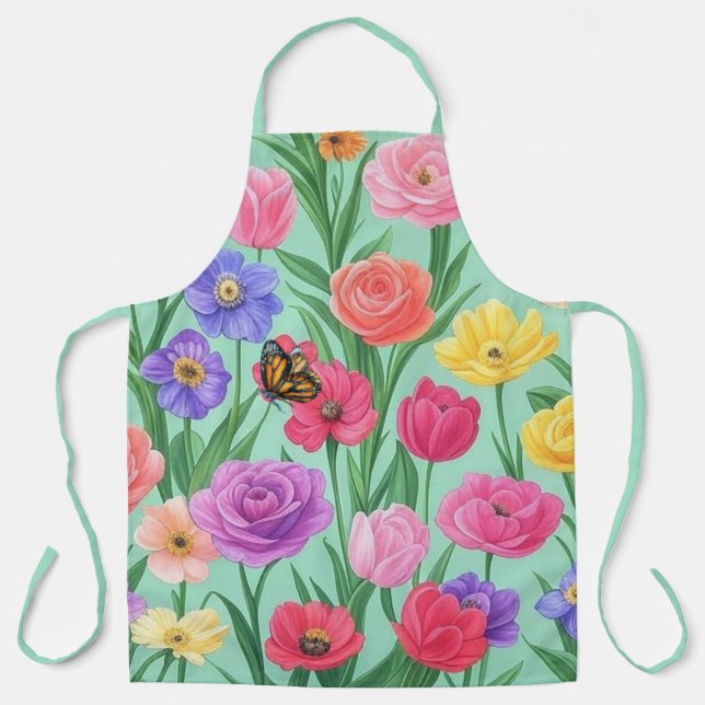 Farbige Blumen-/Frühlingsrose Schürze (Vorderseite)